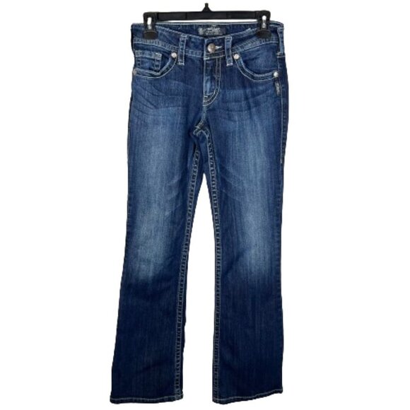 Silver Jeans Womens Suki Low Rise Bootcut Jeans Size 26 Dark Wash Y2K Western - Picture 1 of 16